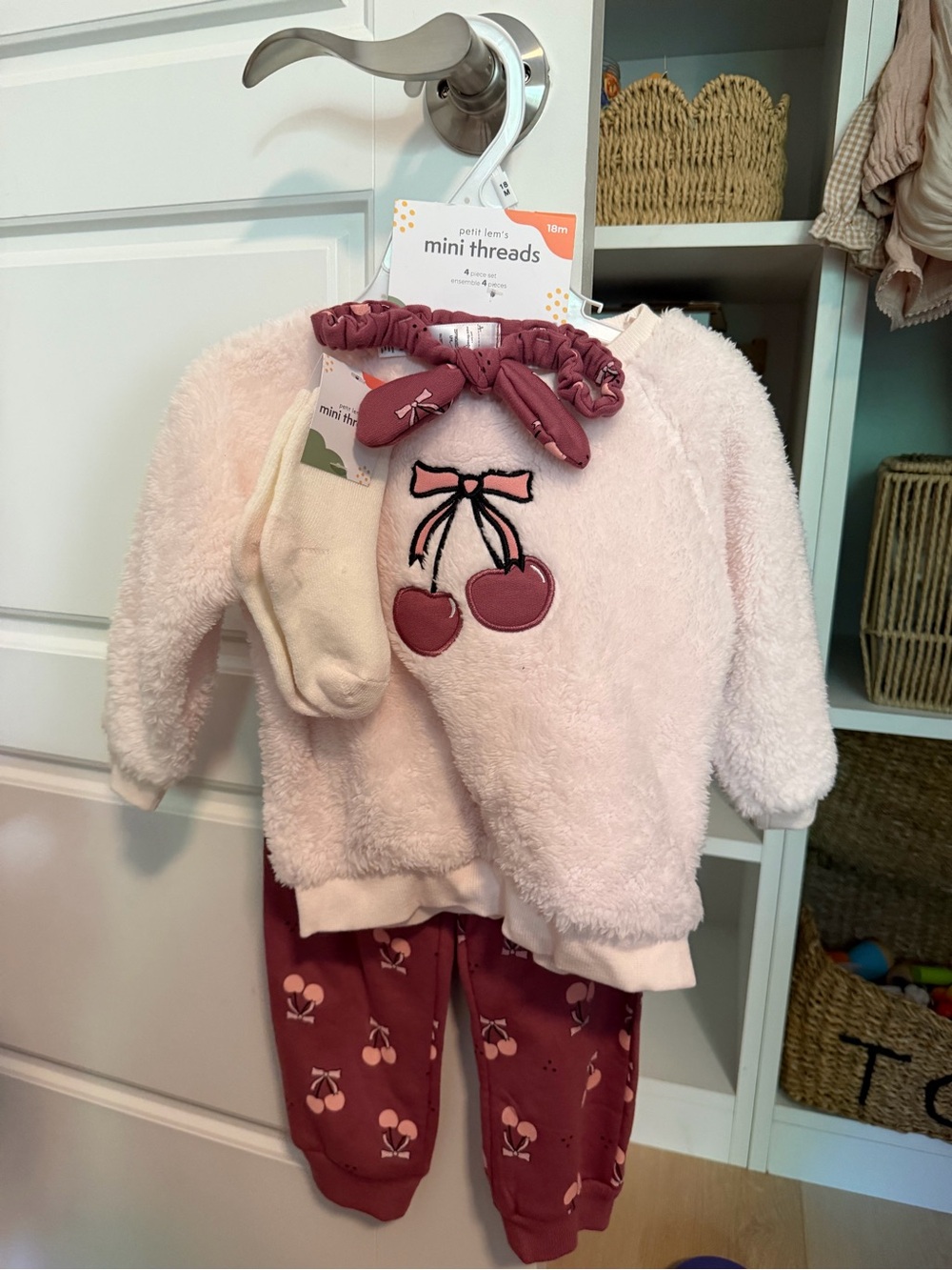 Mini Threads Baby Cherry Plush Set - Pink & Berry